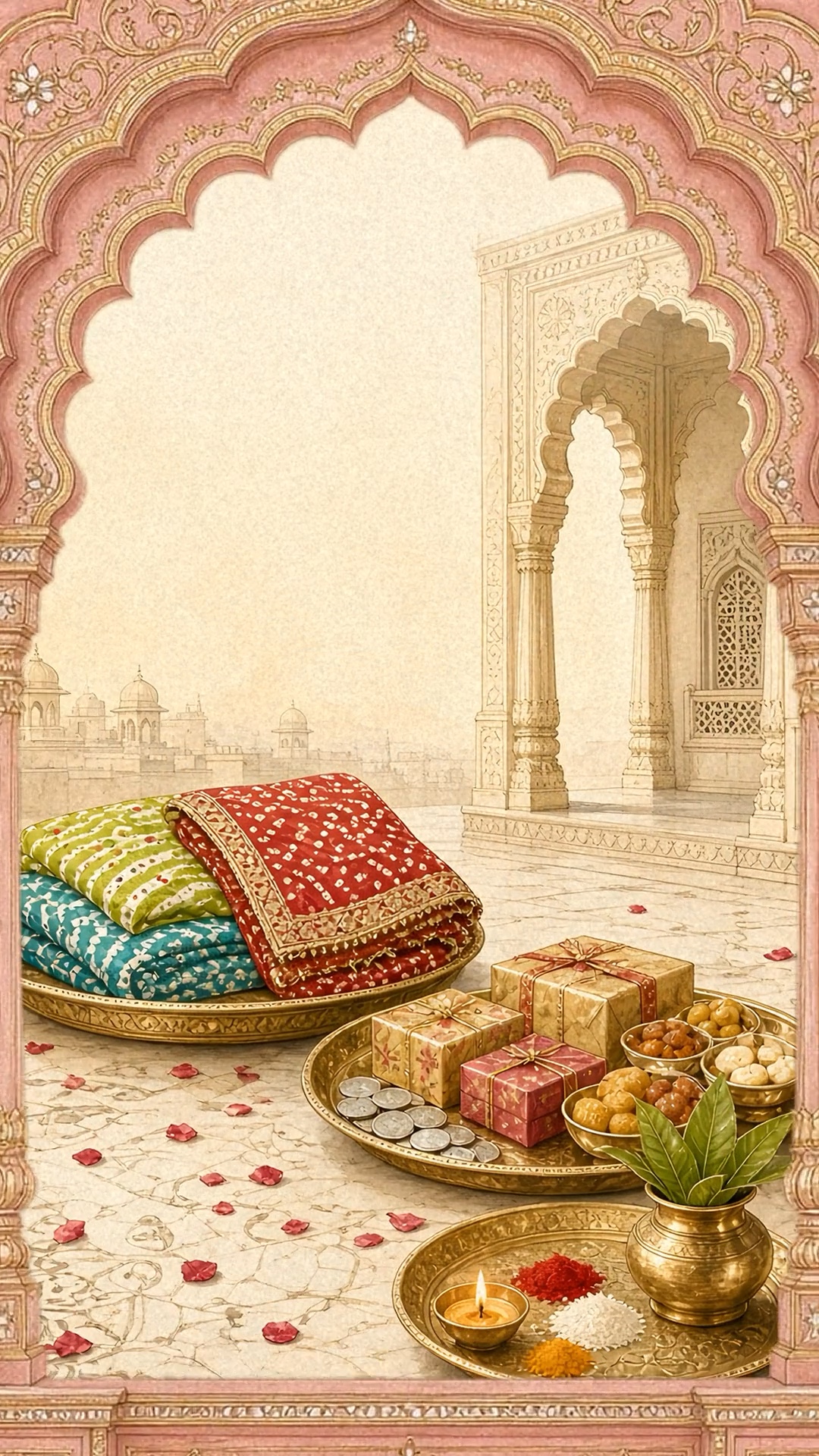 An illustrated Rajasthani ceremonial setting